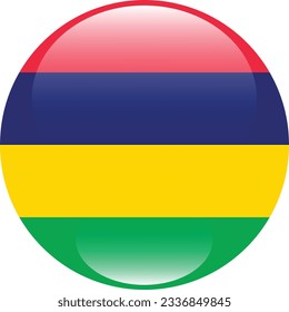 Flag of Mauritius. Flag icon. Standard color. Circle icon flag. 3d illustration. Computer illustration. Digital illustration. Vector illustration.