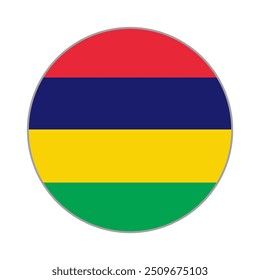The flag of Mauritius. Flag icon. Standard color. Round flag. Computer illustration. Digital illustration. Vector illustration.