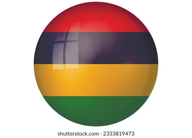 Flag of Mauritius. Mauritian national symbol in official colors. Template icon. Abstract vector background. Round glass light ball, 3D big bubble, sphere.