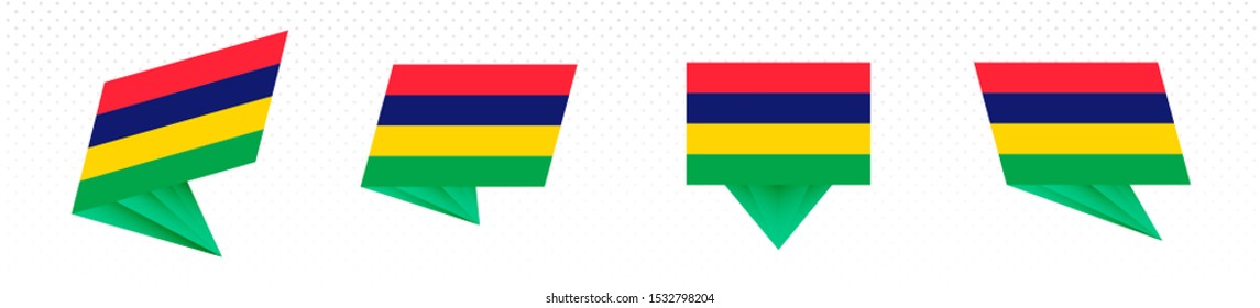 Flag of Mauritius in modern abstract design, vector flag set.