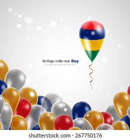 Flag of Mauritius on balloon. Celebration and gifts. Balloons on the feast of the national day.