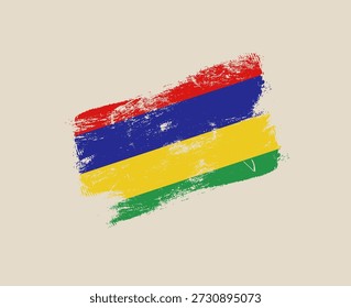 Bandera de Mauricio pintada con una pincelada áspera sobre un fondo aislado en un estilo grunge angustiado.