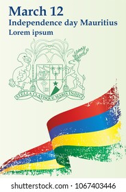 Flag of Mauritius, Republic of Mauritius. March 12, Independence day Mauritius, Bright, colorful vector illustration