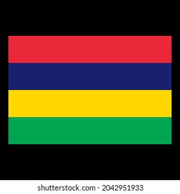 Flag of Mauritius vector illustration on black background