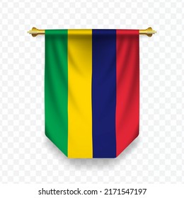 Flag of Mauritius. Vector illustration of a vertical hanging flag on a transparent background (PNG). 