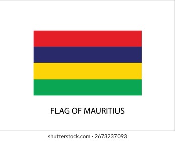 FLAG OF MAURITIUS VECTOR, ILLUSTRATION WHITE BACKGROUND TYPOGRAPHY
