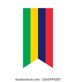Bandeira de Maurício. Maurício ícone de bandeira vertical ilustração vetor digital. A bandeira pendurada.