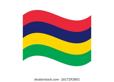 Flag of Mauritius. Mauritius wavy flag digital vector illustration. Fluttering flag.