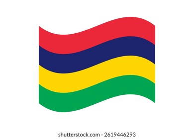 Flag of Mauritius. Mauritius wavy flag digital vector illustration. Fluttering flag.