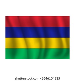 Bandeira de Maurício ondulações onduladas ao vento, com dobras 3d