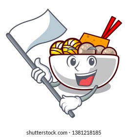 With flag meatballs are served in cartoon bowl