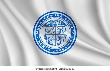 Flag of Mecklenburg County, Northern Carolina, USA. Realistic waving flag of Mecklenburg County vector background.