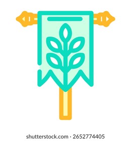 flag medieval heraldry color icon vector. flag medieval heraldry sign. isolated symbol illustration