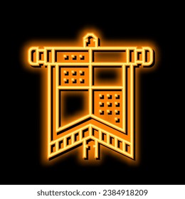 Flag Mittelalterliches Neonlicht-Zeichen Vektor. mittelalterliche Flaggengrafik