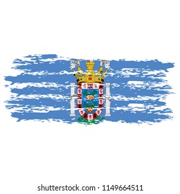 Flag of Melilla the illustration vector on a white background, brush stroke Design Elements