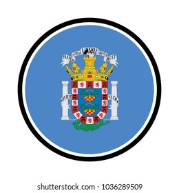 Flag of Melilla. Vector illustration of a stylized flag. The slit in the paper with shadows. isolated on white.