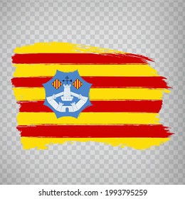 Flag of  Menorca brush strokes. Flag Menorca  of the Balearic Islands on transparent background for your web site design,  app, UI. Kingdom of Spain. Stock vector.  EPS10.