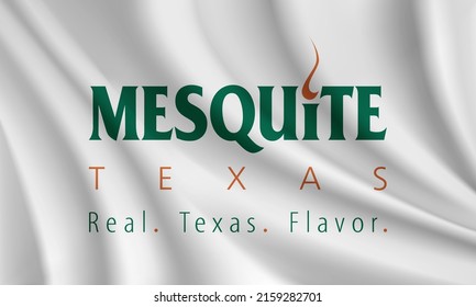 Flag of Mesquite, Texas, USA. Realistic waving flag of Mesquite vector background.