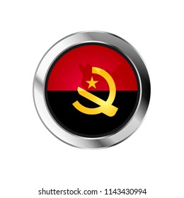 flag metal sphere button of angola