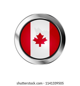 flag metal sphere button of canada