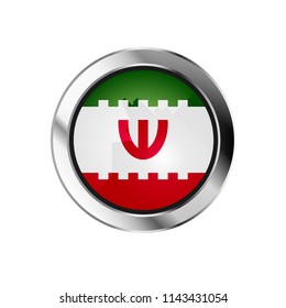 flag metal sphere button of iran