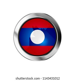 flag metal sphere button of laos