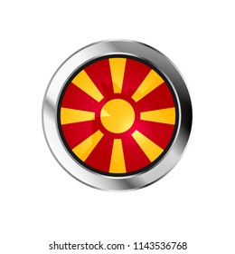 flag metal sphere button of macedonia