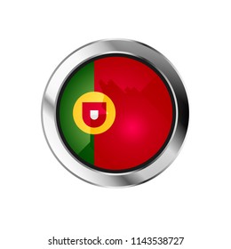 flag metal sphere button of portugal