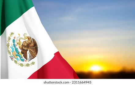 Flag of Mexico against the sunset. EPS10 vector