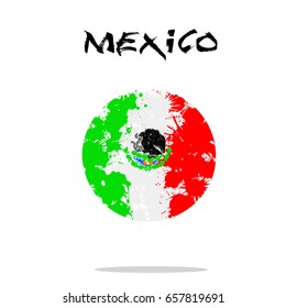 Flag of Mexico from blots of paint in grunge style. Vector illustration