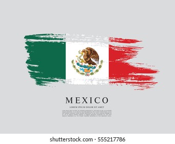 Flag Of Mexico, Brush Stroke Background