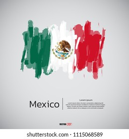 Flag of Mexico with brush stroke, grunge style background vector.