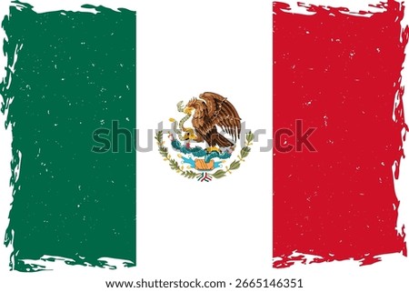 Flag of mexico brush stroke grunge texture