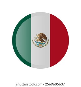 The flag of mexico. Circle icon flag. Button flag icon. Standard color. 3d illustration. glossy circle badge	