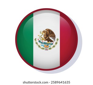 Flag Mexico circle round frame vector design