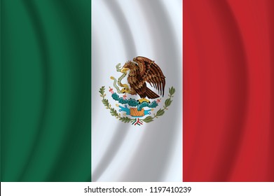 Flag of the Mexico, fluttering in the wind. 3D rendering. It is different phases of the movement close-up flag in the wind.