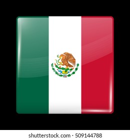 Flag of Mexico. Glossy Icon Square Shape. This is File from the Collection Flags of North America