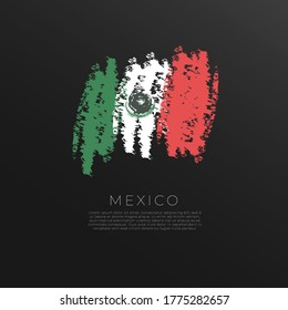 Flag of Mexico in Grunge Brush Stroke : Vector Illustration