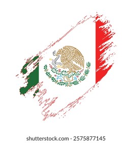 Flag of Mexico Grunge Brush Stroke Style Vector