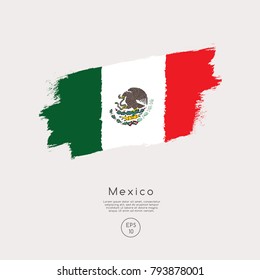 Flag of Mexico in Grunge Brush Stroke : Vector Illustration