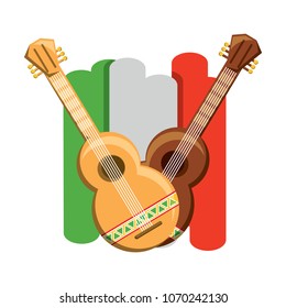 Flag of mexico with guitars