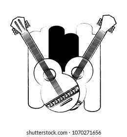 Flag of mexico with guitars