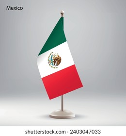 Flag of Mexico hanging on a flag stand. Usable for summit or conference presentaiton