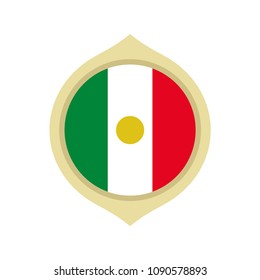 Flag of Mexico inside a golden circle ornament, simplified logo