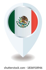 Bandera de México, ícono de ubicación para multipropósito, Estados Unidos Mexicanos.