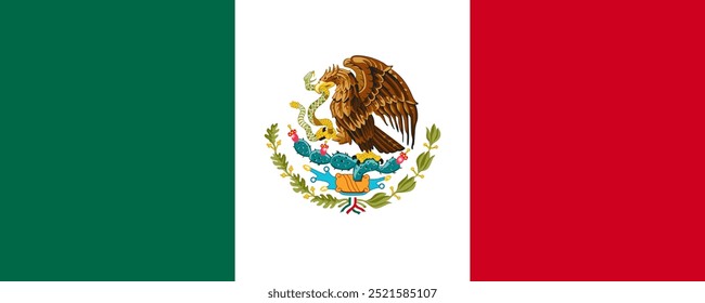 Flag of Mexico, long version, Vector Images