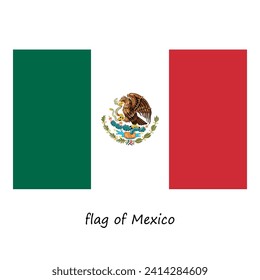 The flag of Mexico is made in a flat style, isolated on a white background. the national symbol of Mexico. stock vector illustration. EPS 10.