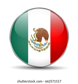 Flag Of Mexico. Mexican Round Glass Button.