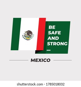 Flag of Mexico : National flag icon with encouraging message isolated on light grey background : Vector Illustration