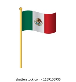 Flag of Mexico ,Mexico flag official colors and proportion correctly,  flag waving isolated Vector illustration eps10.